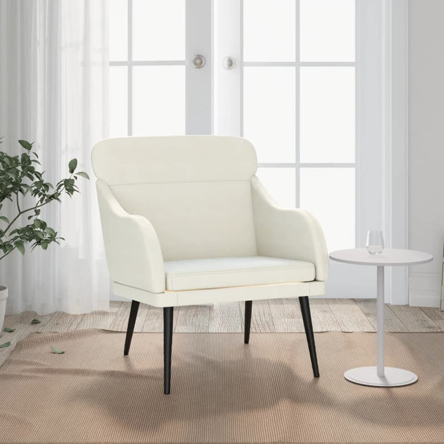 Fauteuil 63X76X80 Cm Fluweel Crèmekleurig