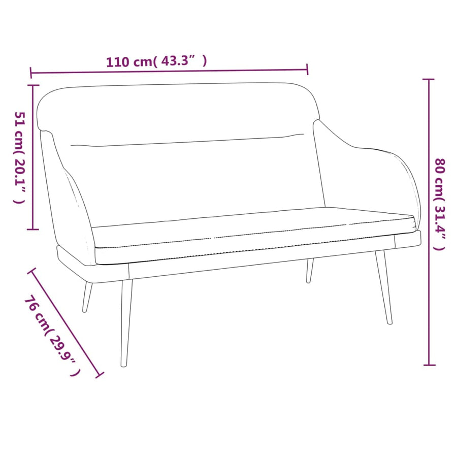 Bankje 110x76x80 cm fluweel geel