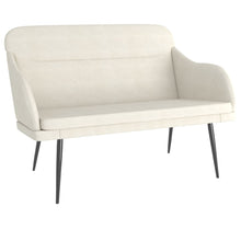 Bankje 110x76x80 cm fluweel crèmekleurig