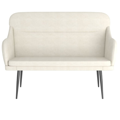 Bankje 110x76x80 cm fluweel crèmekleurig