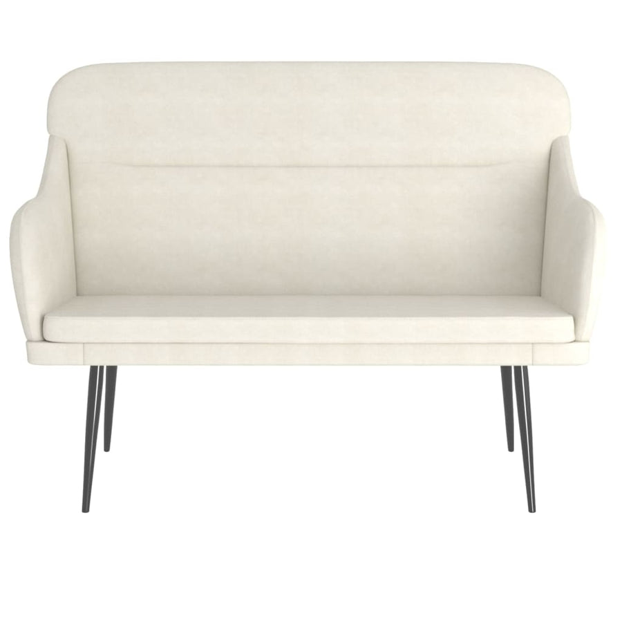 Bankje 110x76x80 cm fluweel crèmekleurig