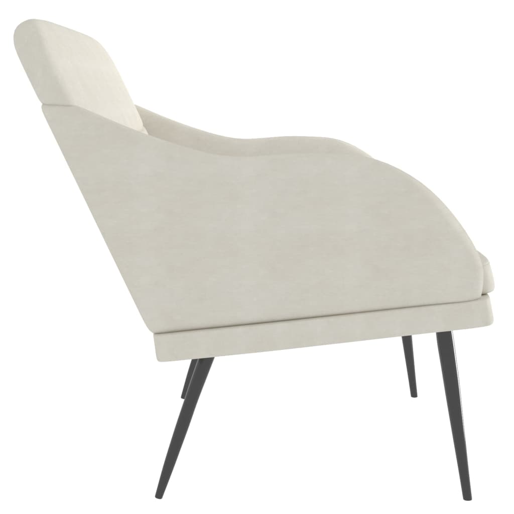 Bankje 110x76x80 cm fluweel crèmekleurig