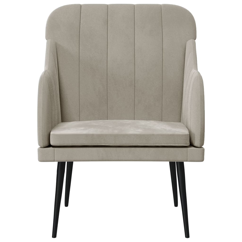 Fauteuil 63X76X80 Cm Fluweel Lichtgrijs