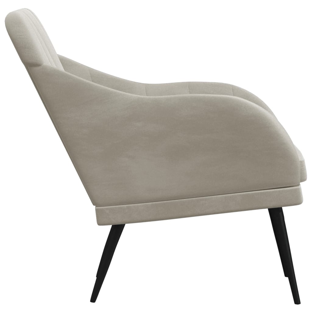 Fauteuil 63X76X80 Cm Fluweel Lichtgrijs
