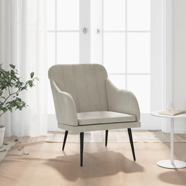 Fauteuil 63X76X80 Cm Fluweel Lichtgrijs