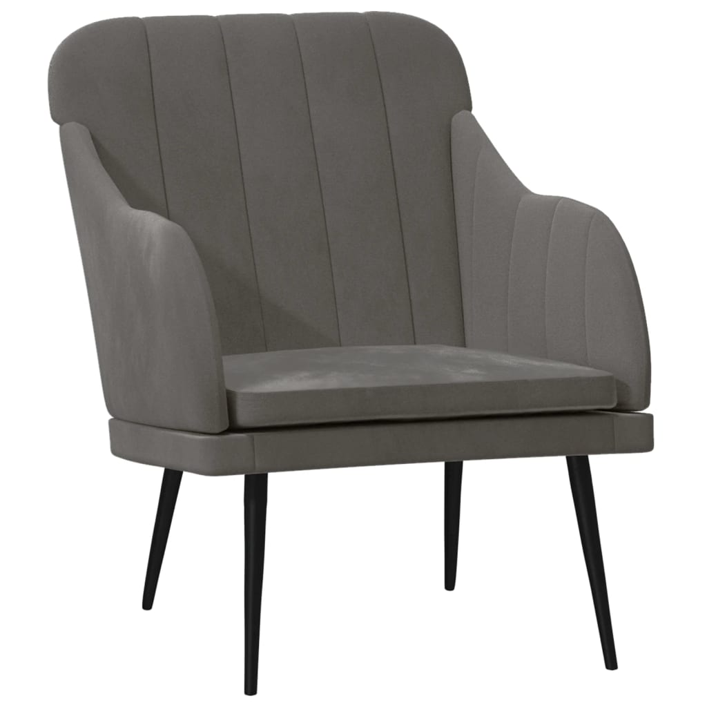 Fauteuil 63X76X80 Cm Fluweel Donkergrijs