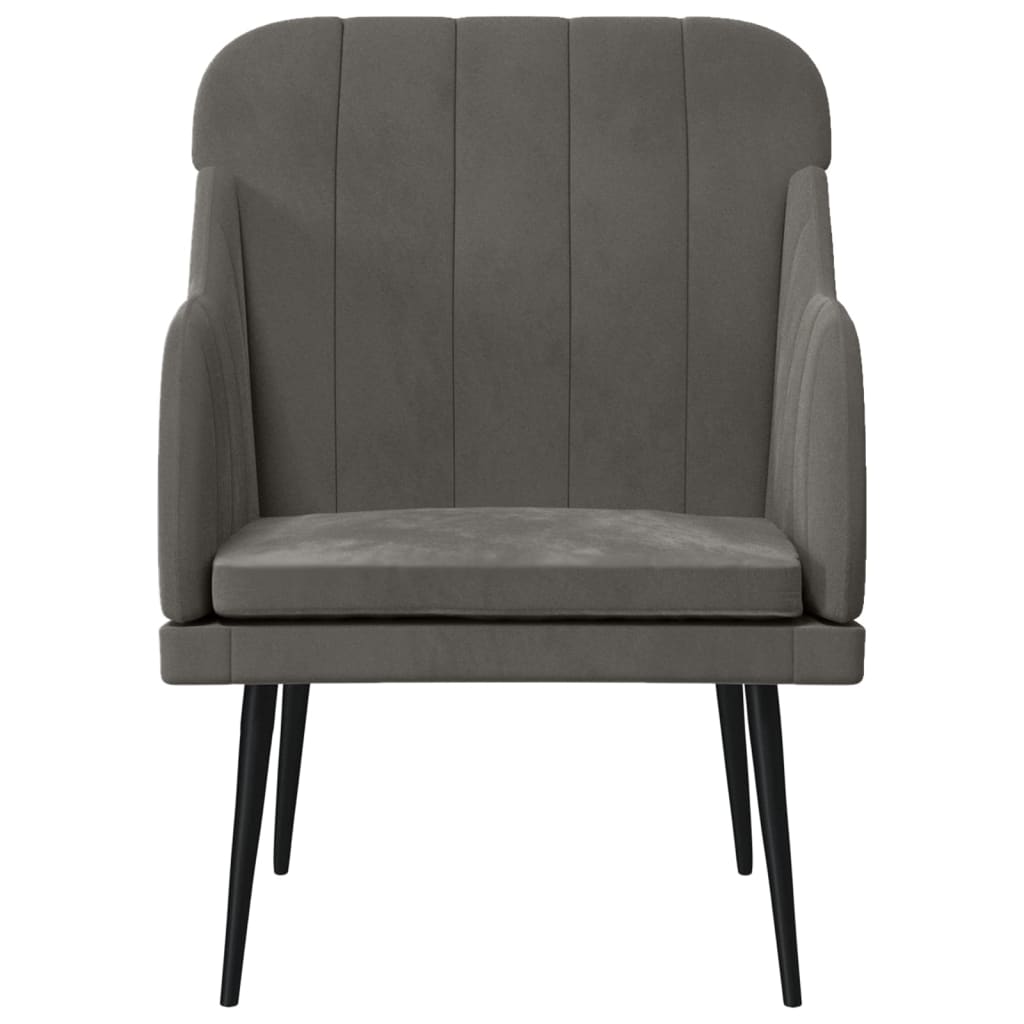Fauteuil 63X76X80 Cm Fluweel Donkergrijs