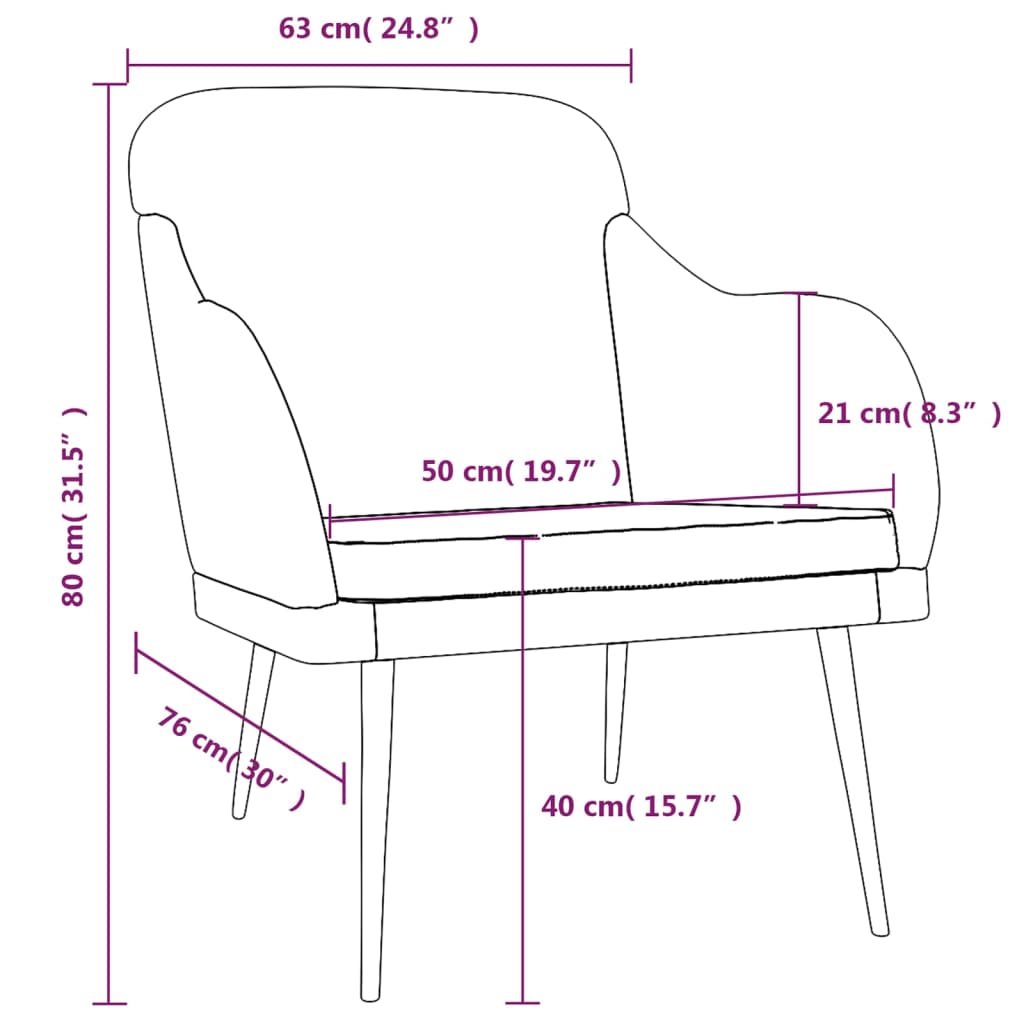 Fauteuil 63x76x80 cm fluweel wijnrood