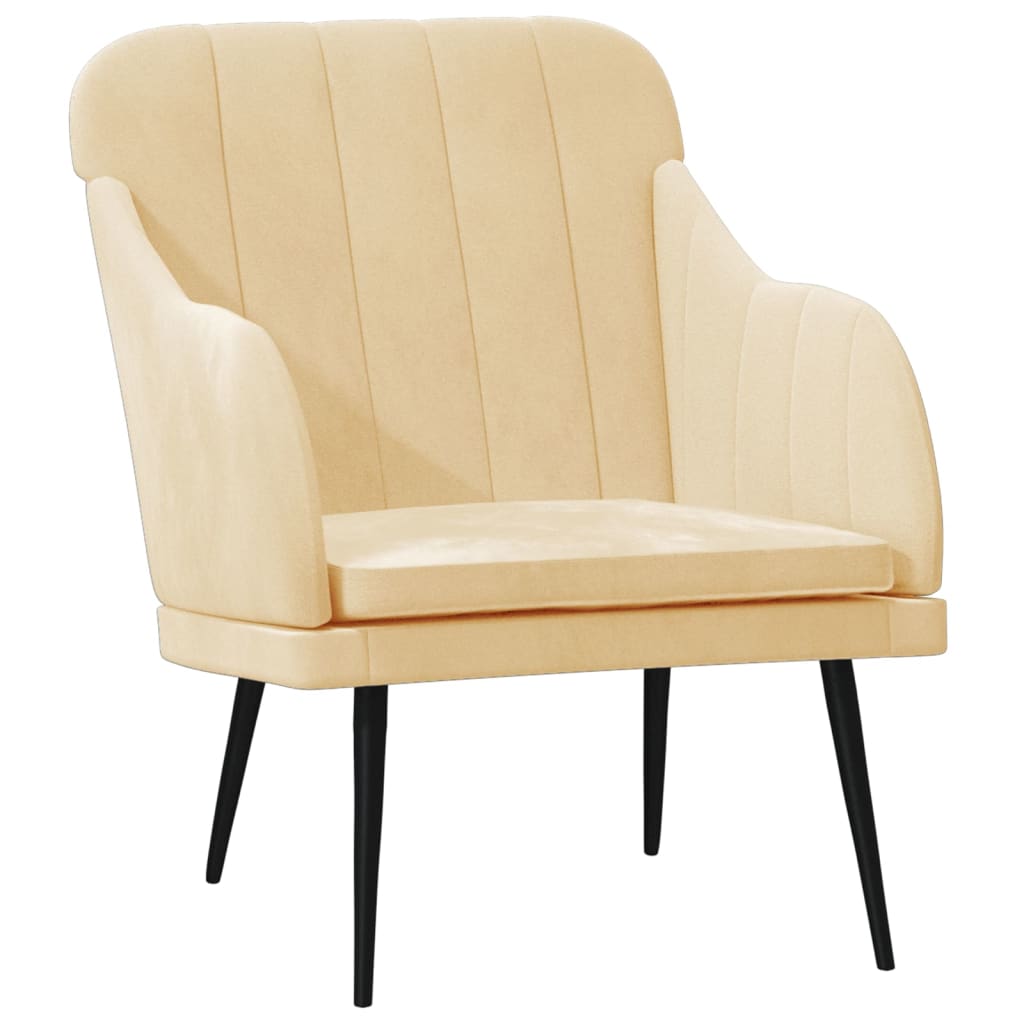 Fauteuil 63X76X80 Cm Fluweel Crèmekleurig