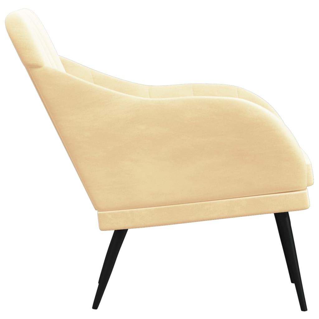 Fauteuil 63X76X80 Cm Fluweel Crèmekleurig