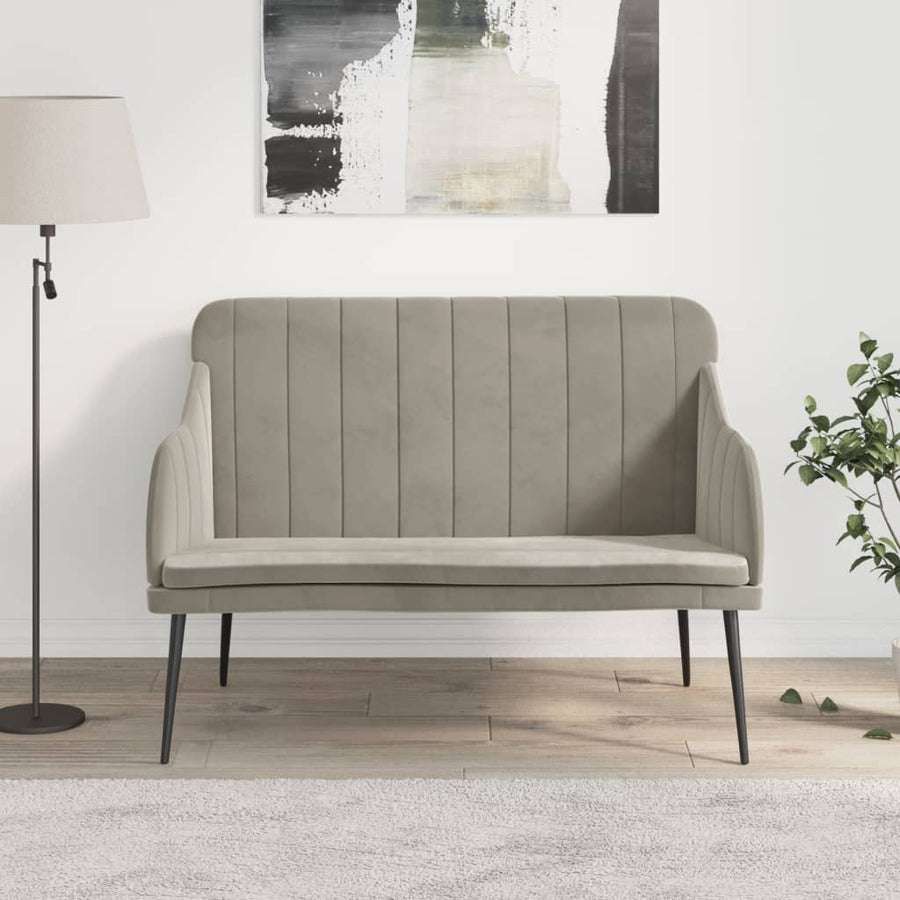 Bankje 110x76x80 cm fluweel lichtgrijs