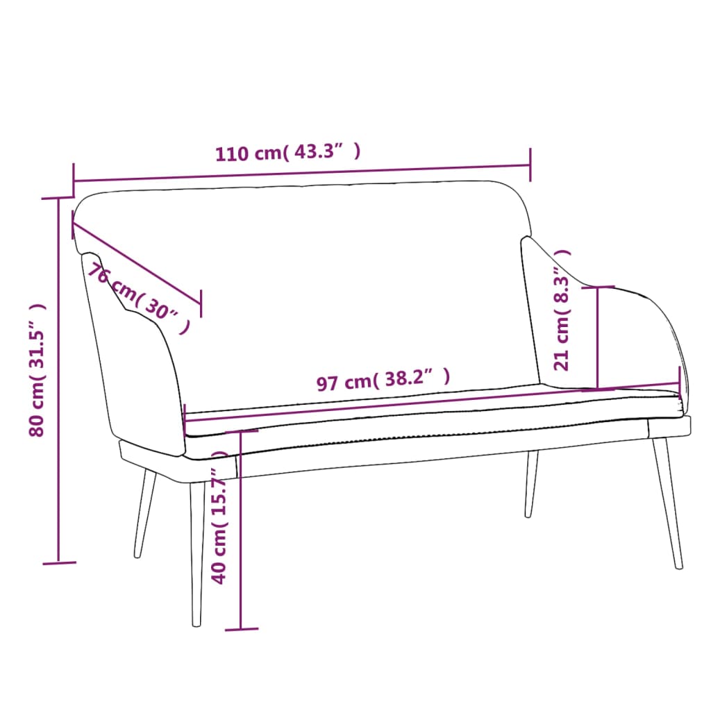 Bankje 110x76x80 cm fluweel wijnrood
