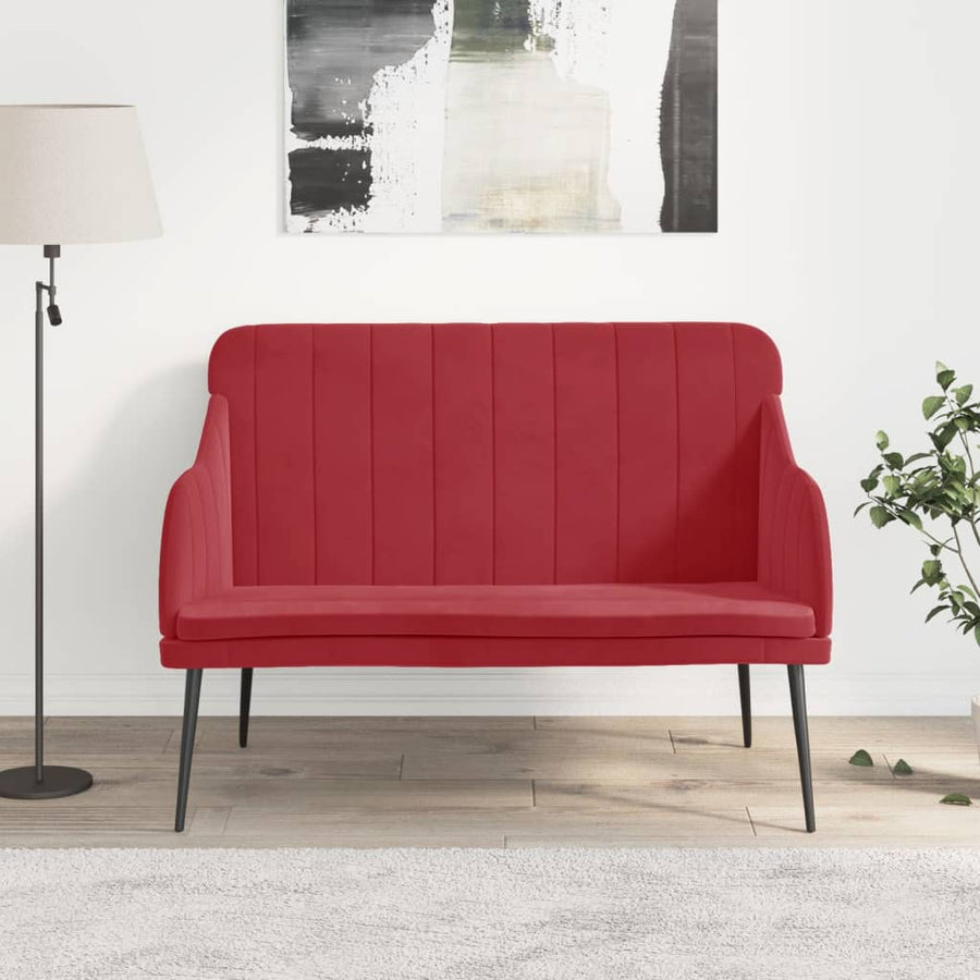 Bankje 110x76x80 cm fluweel wijnrood