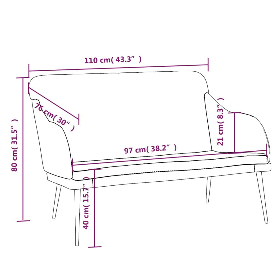Bankje 110X76X80 Cm Fluweel Zwart