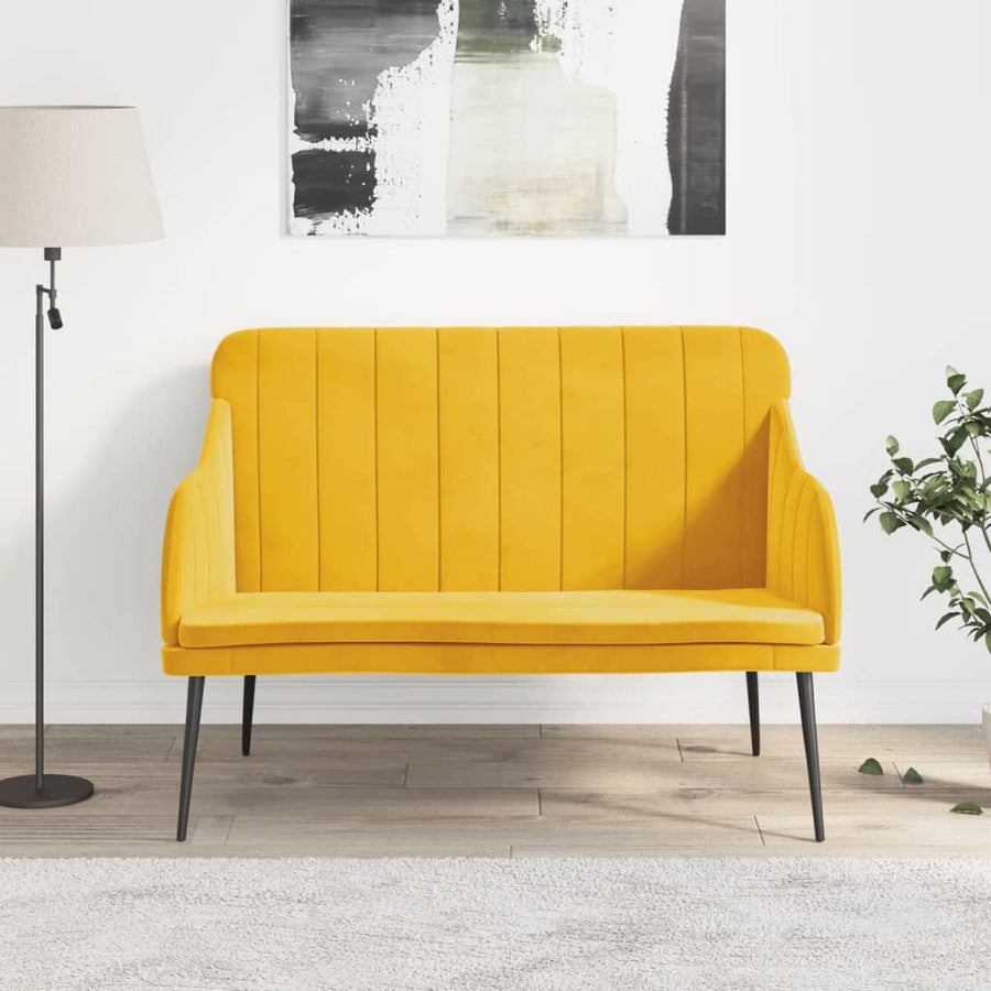 Bankje 110x76x80 cm fluweel geel