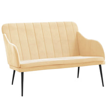 Bankje 110x76x80 cm fluweel crèmekleurig