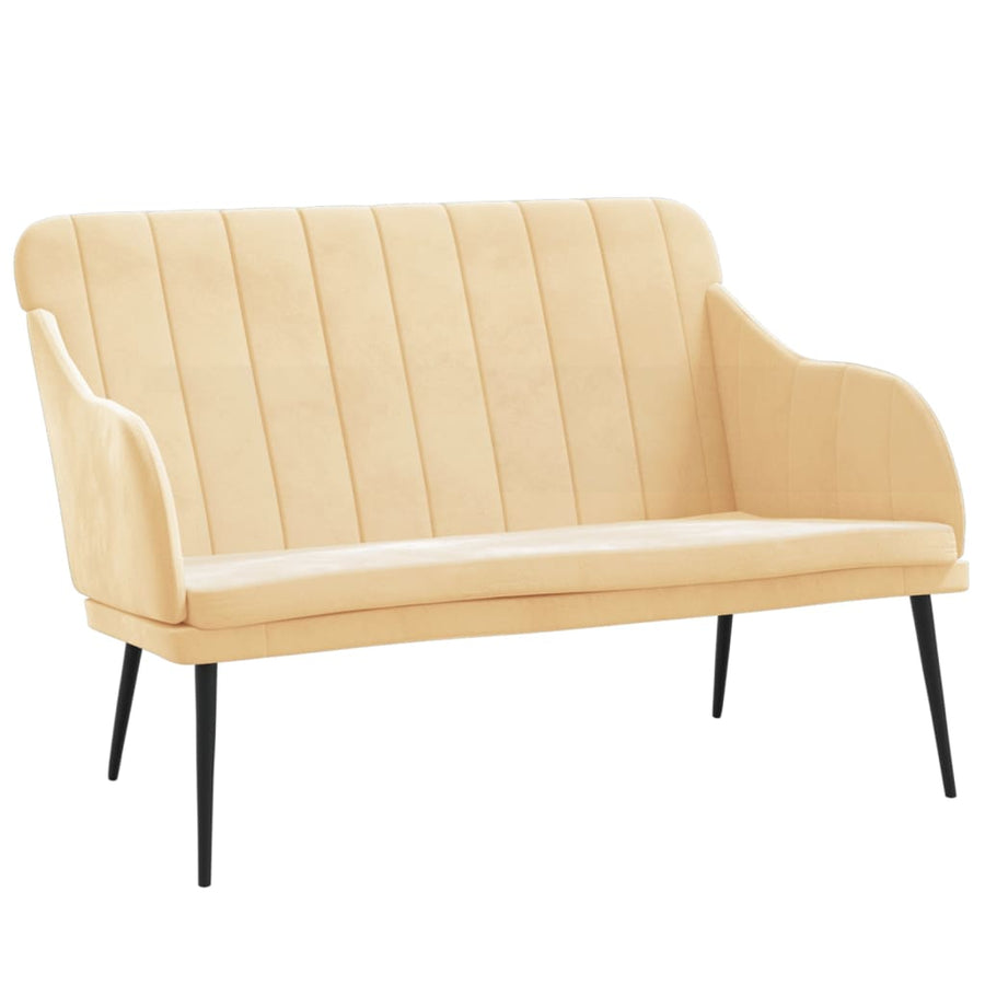 Bankje 110x76x80 cm fluweel crèmekleurig