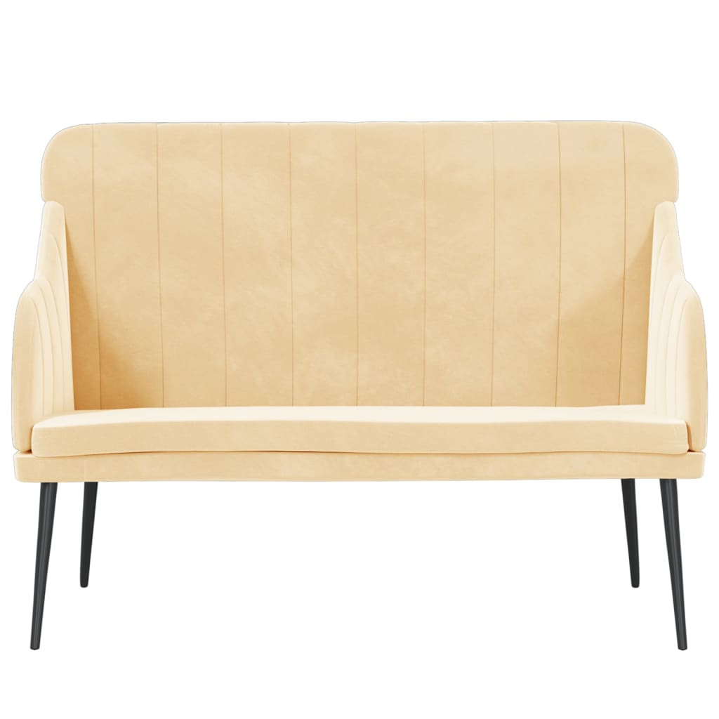 Bankje 110x76x80 cm fluweel crèmekleurig