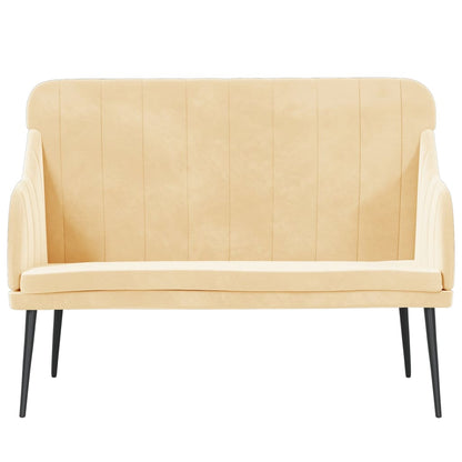 Bankje 110x76x80 cm fluweel crèmekleurig