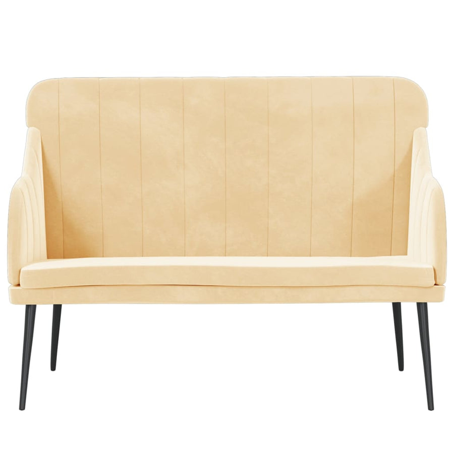 Bankje 110x76x80 cm fluweel crèmekleurig