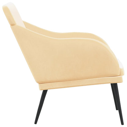 Bankje 110x76x80 cm fluweel crèmekleurig