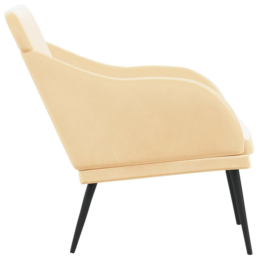 Bankje 110x76x80 cm fluweel crèmekleurig