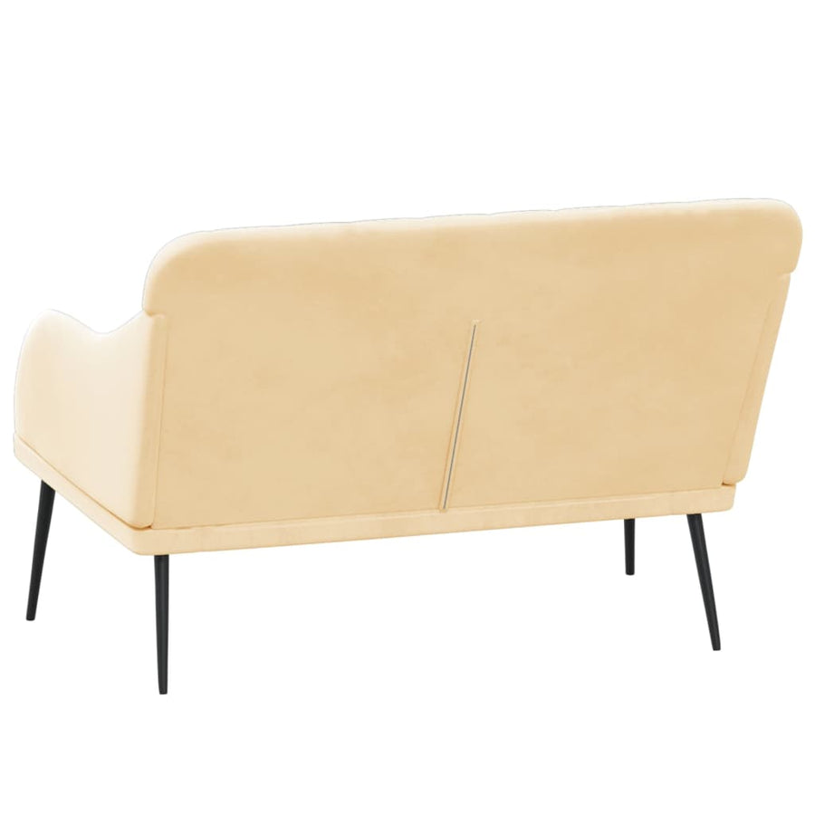 Bankje 110x76x80 cm fluweel crèmekleurig