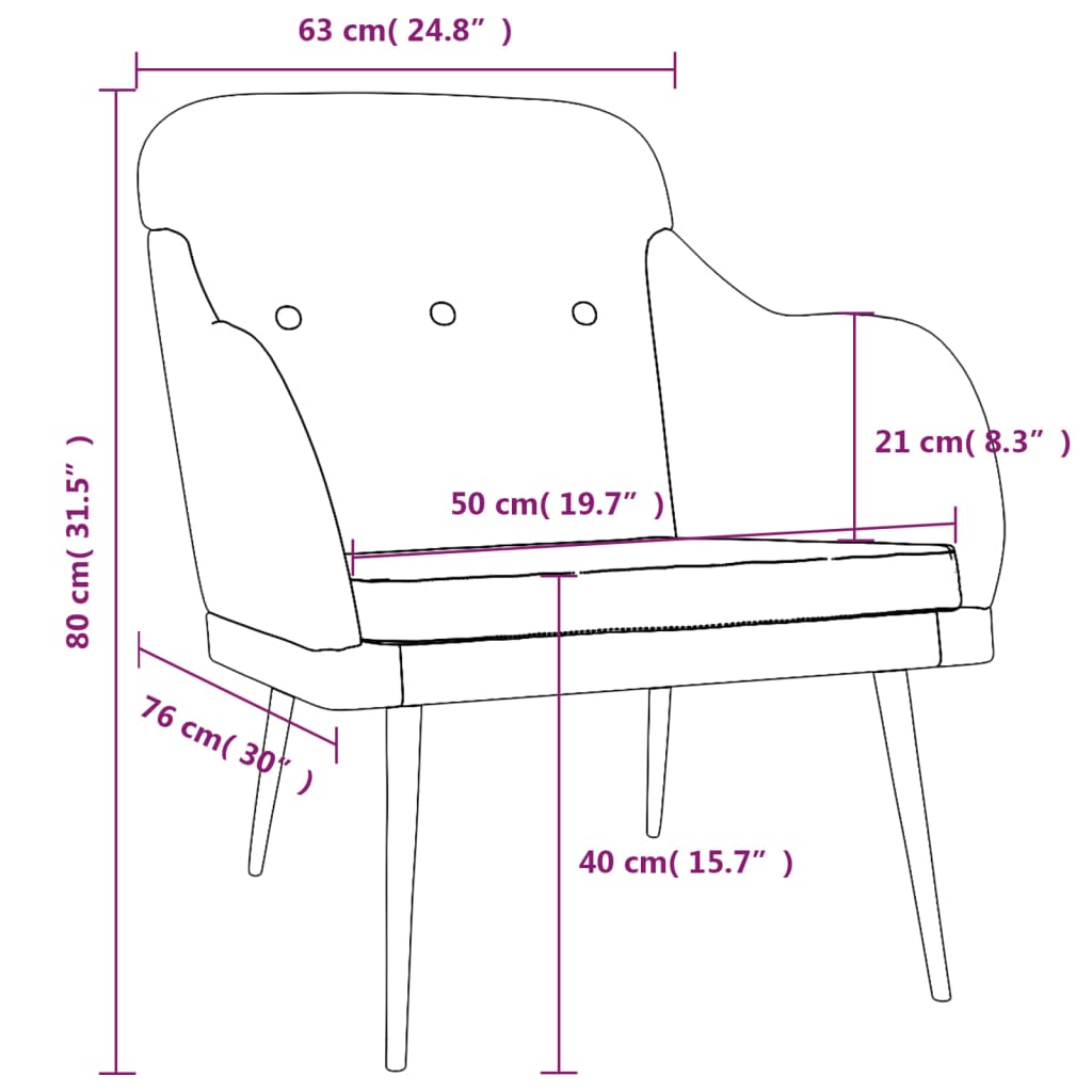 Fauteuil 63x76x80 cm stof donkergrijs
