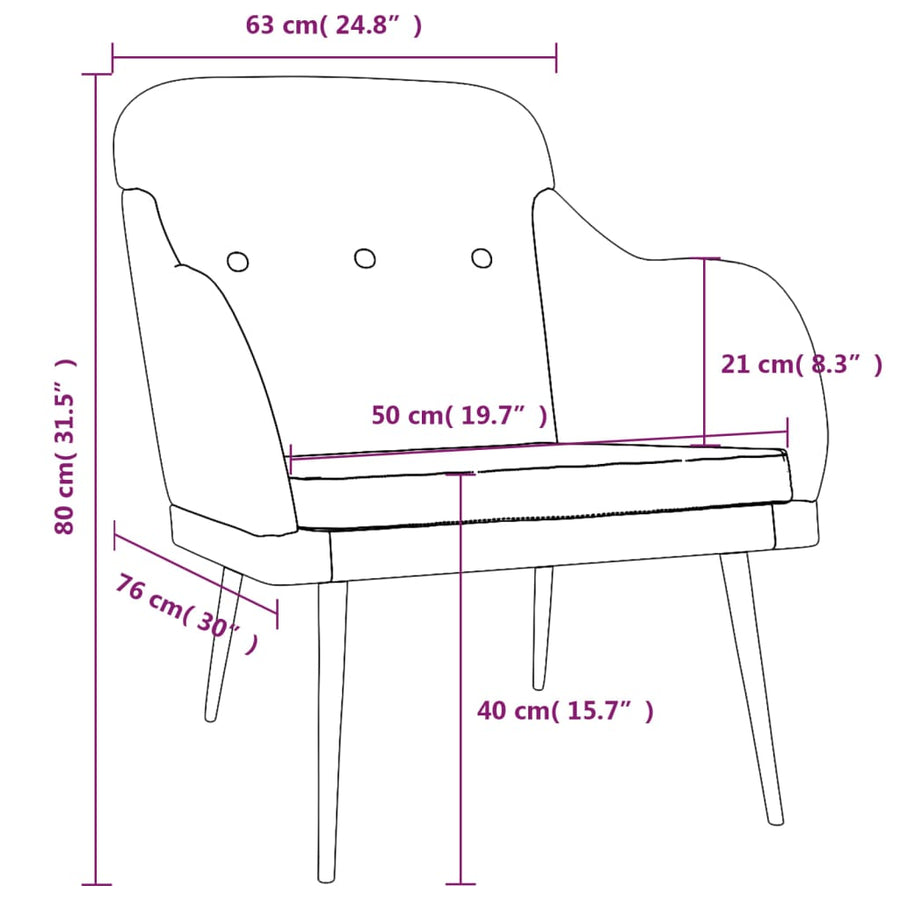 Fauteuil 63x76x80 cm stof blauw