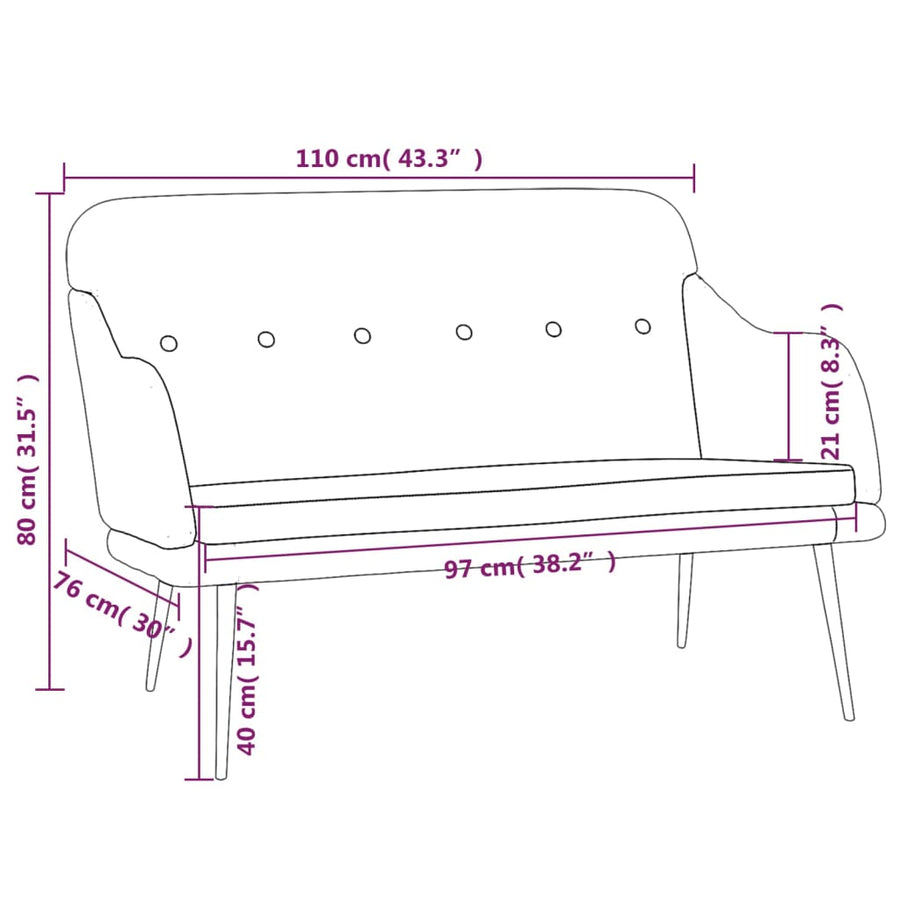 Bankje 110x76x80 cm stof zwart