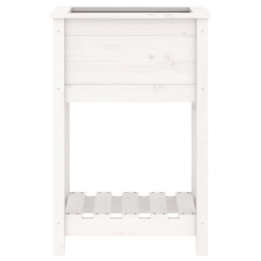 Plantenbak Met Schap 54X34,5X81 Cm Massief Grenenhout Wit