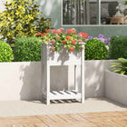Plantenbak met schap 54x34,5x81 cm massief grenenhout wit