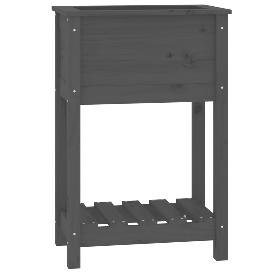Plantenbak Met Schap 54X34,5X81 Cm Massief Grenenhout Grijs