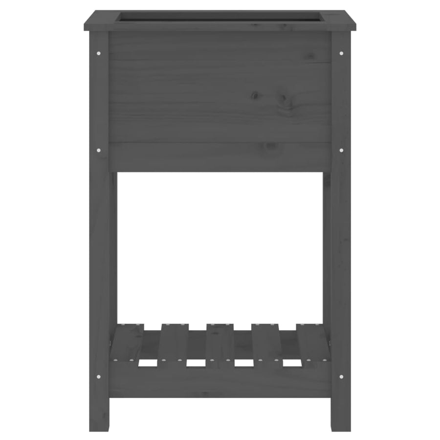 Plantenbak Met Schap 54X34,5X81 Cm Massief Grenenhout Grijs