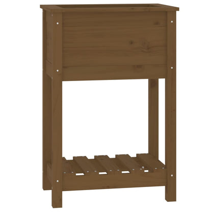 Plantenbak Met Schap 54X34,5X81 Cm Grenenhout Honingbruin