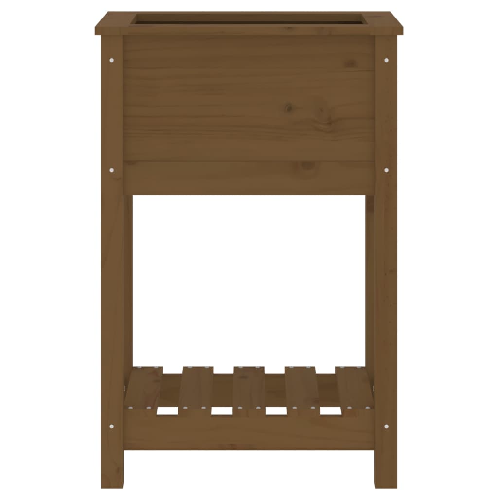 Plantenbak Met Schap 54X34,5X81 Cm Grenenhout Honingbruin