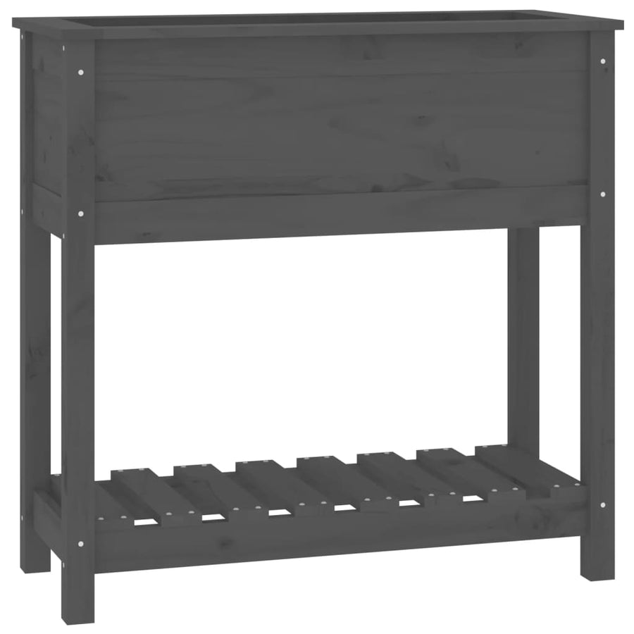 Plantenbak Met Schap 82,5X34,5X81 Cm Massief Grenenhout Grijs