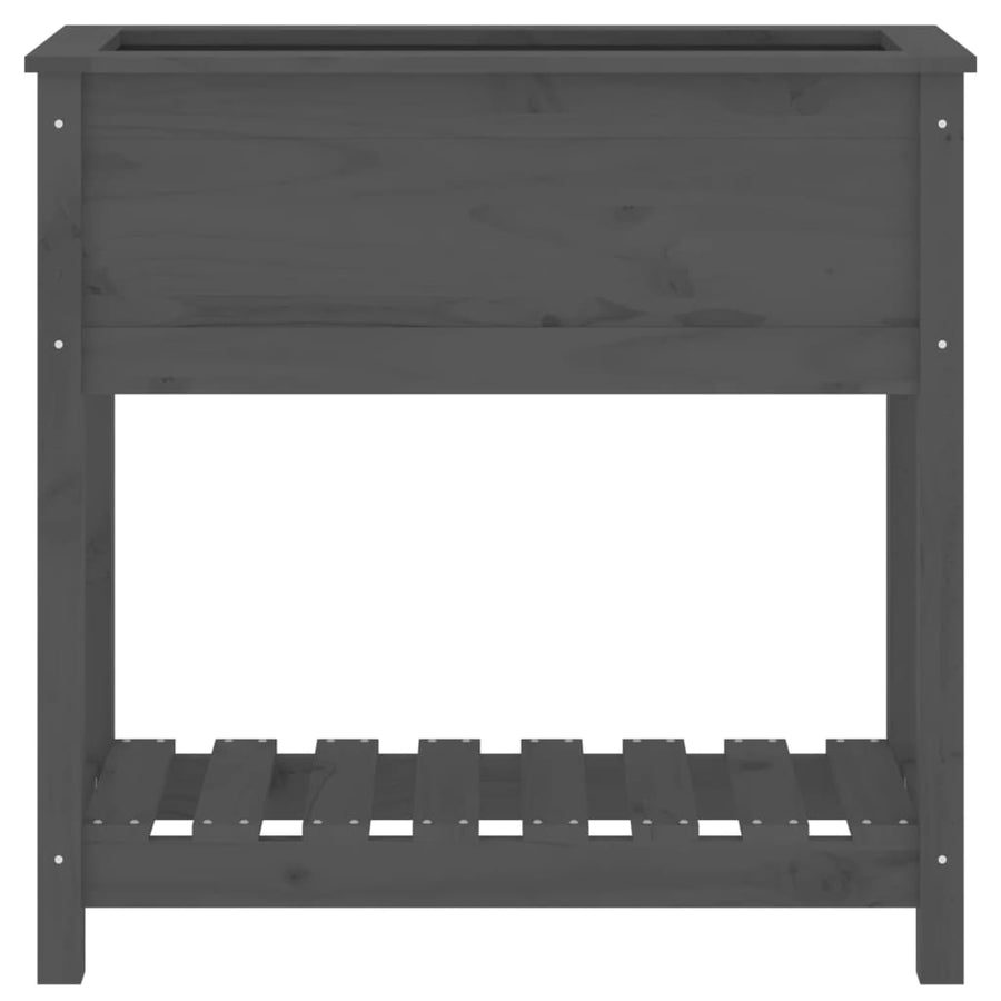 Plantenbak Met Schap 82,5X34,5X81 Cm Massief Grenenhout Grijs