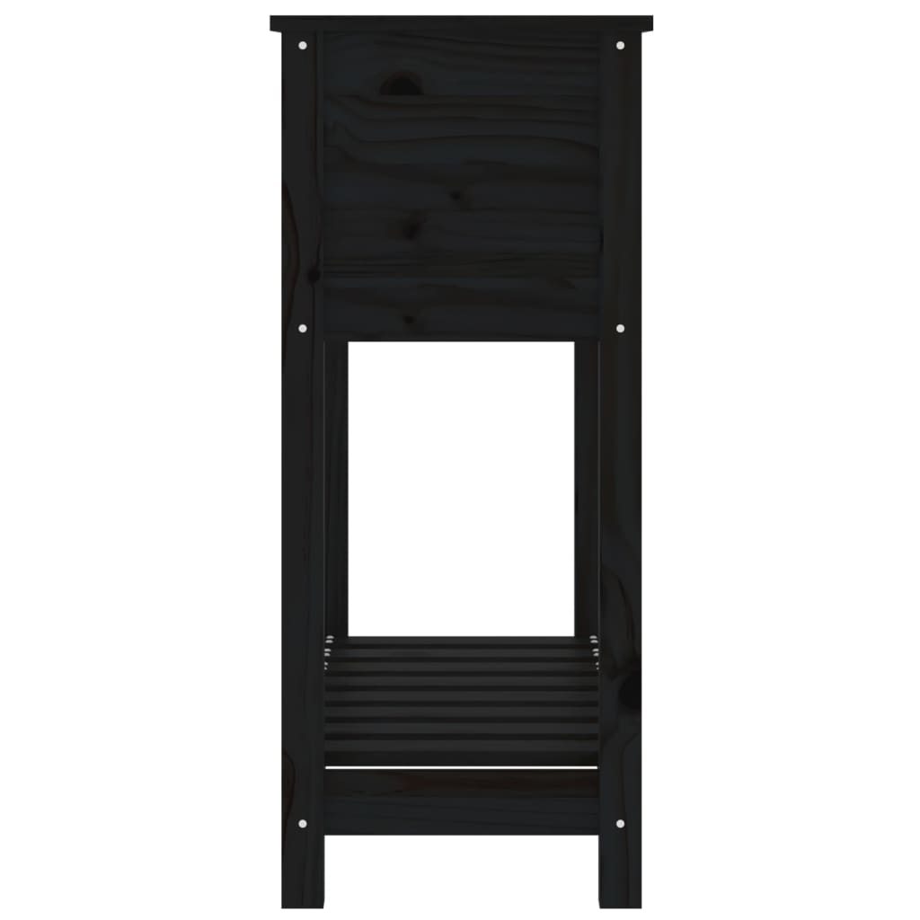 Plantenbak Met Schap 82,5X34,5X81 Cm Massief Grenenhout Zwart