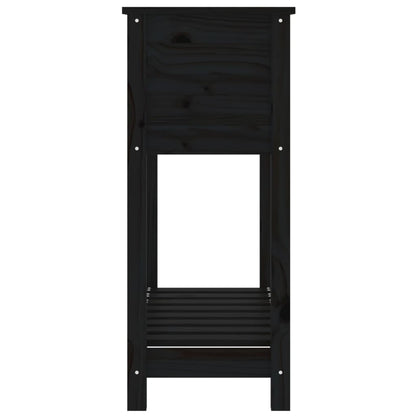 Plantenbak Met Schap 82,5X34,5X81 Cm Massief Grenenhout Zwart