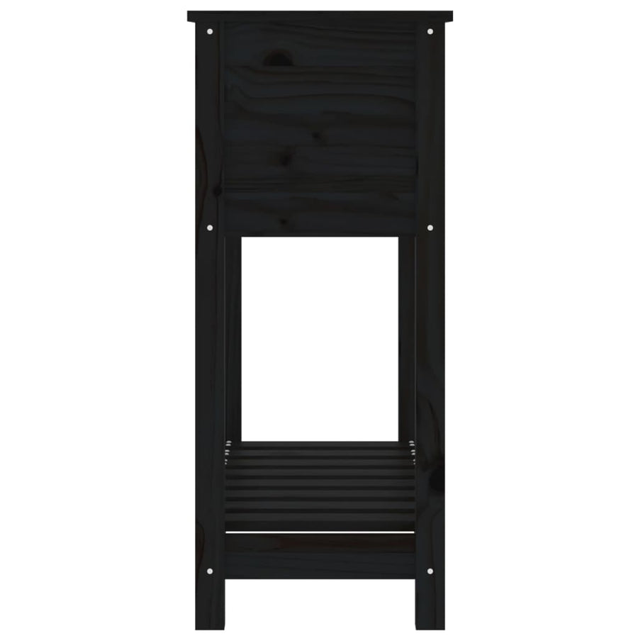 Plantenbak Met Schap 82,5X34,5X81 Cm Massief Grenenhout Zwart