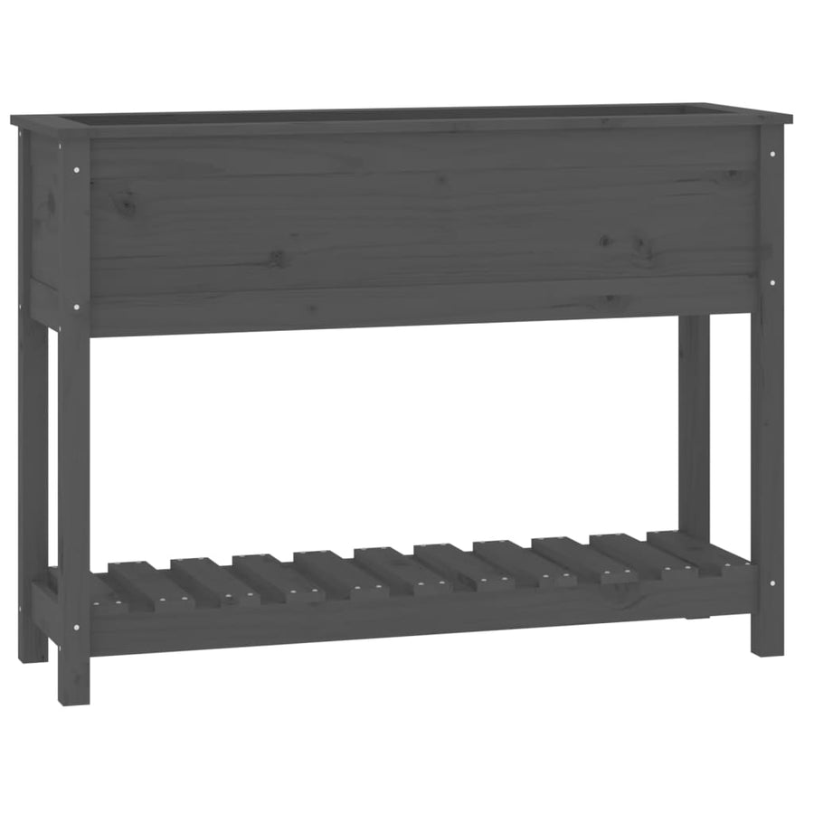 Plantenbak Met Schap 111,5X34,5X81 Cm Massief Grenenhout Grijs