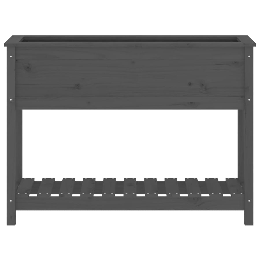 Plantenbak Met Schap 111,5X34,5X81 Cm Massief Grenenhout Grijs