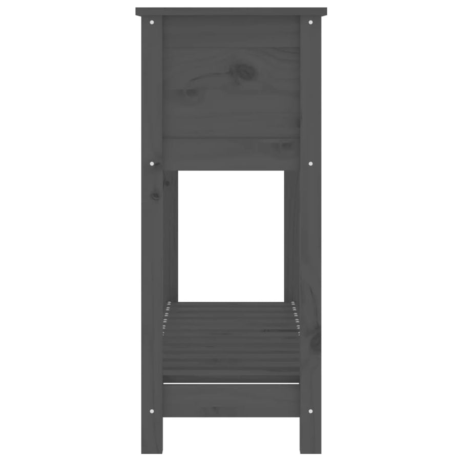 Plantenbak Met Schap 111,5X34,5X81 Cm Massief Grenenhout Grijs