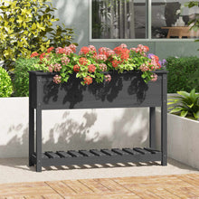 Plantenbak Met Schap 111,5X34,5X81 Cm Massief Grenenhout Grijs