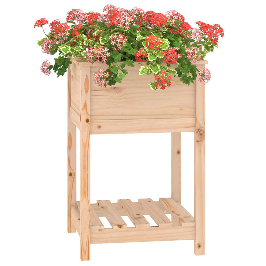 Plantenbak Met Schap 54X54X81 Cm Massief Grenenhout