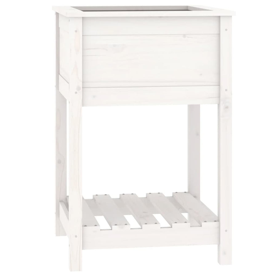 Plantenbak Met Schap 54X54X81 Cm Massief Grenenhout Wit