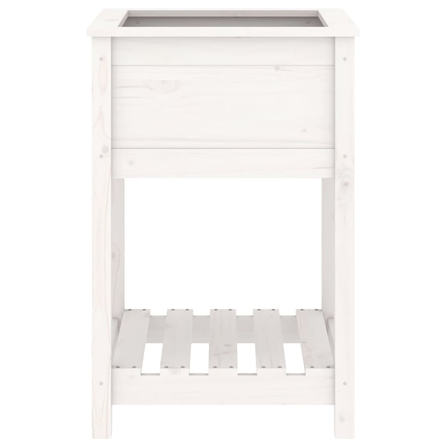 Plantenbak Met Schap 54X54X81 Cm Massief Grenenhout Wit