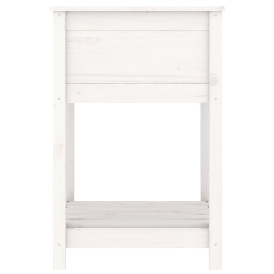 Plantenbak Met Schap 54X54X81 Cm Massief Grenenhout Wit