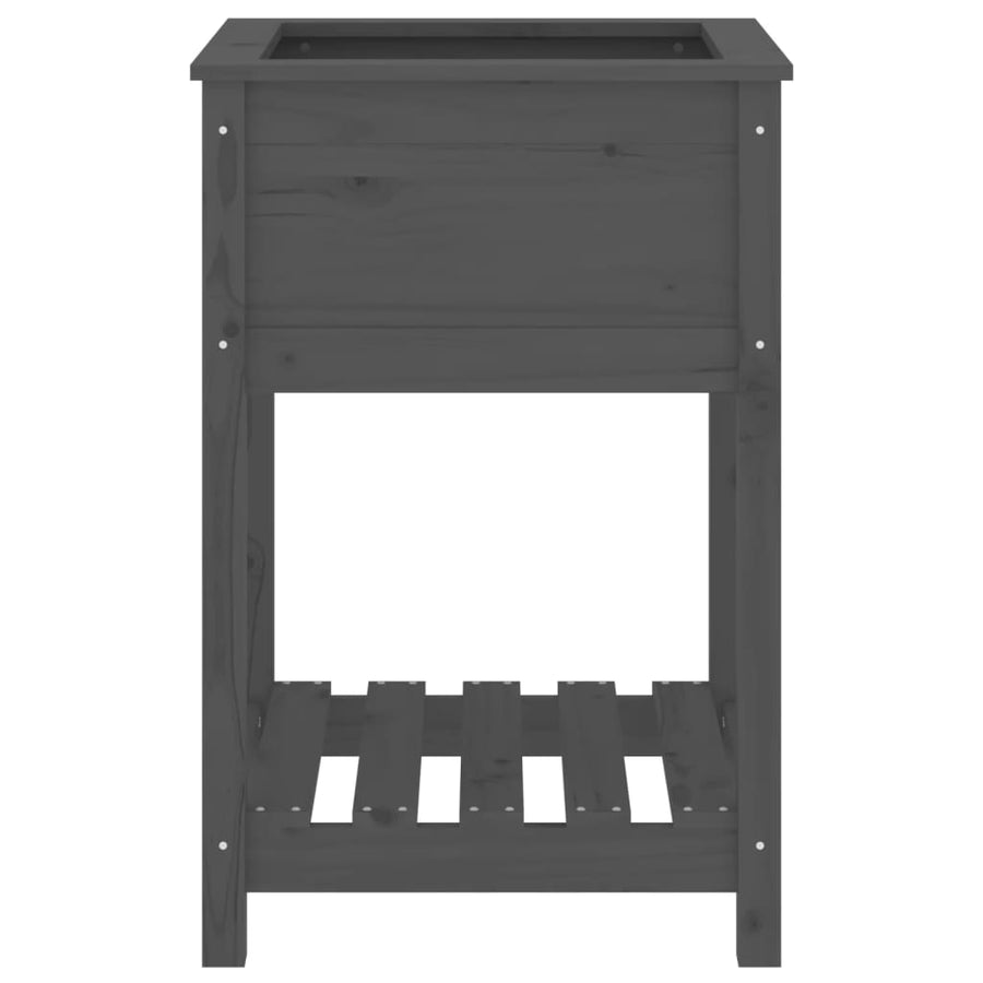 Plantenbak Met Schap 54X54X81 Cm Massief Grenenhout Grijs